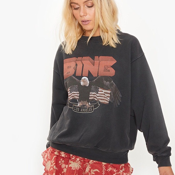 Anine Bing Tops - Anine Bing Black Vintage Eagle 🦅 Sweatshirt XS
